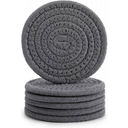 6Pcs Coasters for Drinks, Stylish Handmade Braided Woven Drink Coasters for Coffee Table, Boho Coasters