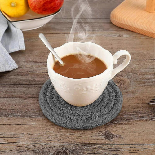 6Pcs Coasters for Drinks, Stylish Handmade Braided Woven Drink Coasters for Coffee Table, Boho Coasters 1