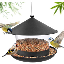 Vogelfutterspender für Wildvögel, Futtersäule, Vogelhaus zum Aufhängen, Vogelfutterhaus Höhenverstellbar