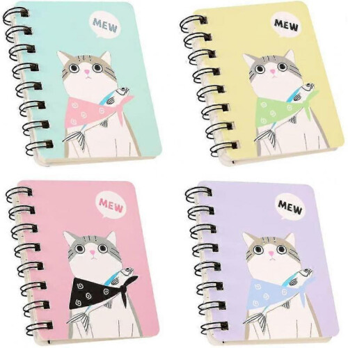 Mini Notepads,spiral Notebook Portable Small Pocket Notebook with Cute Cat Cartoon Pattern,office Supplies