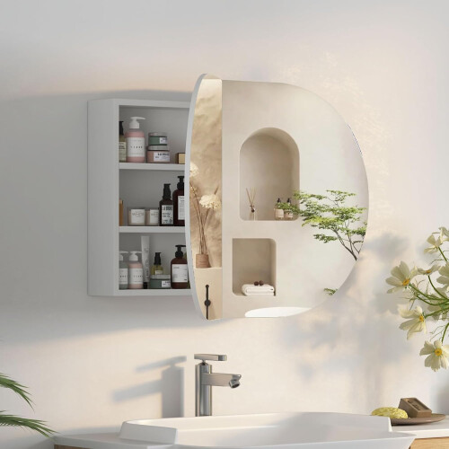 （96x60）Horizontal Oval Cabinet Bathroom Mirror 1