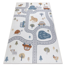 Tapete BONO 8283 Rua, animais creme / cinza claro 140x190 cm
