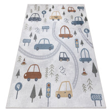 Tapete BONO 8436 Carros, rua creme / cinza claro 140x190 cm