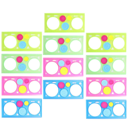 12 pezzi righelli colorati per bambini, stencil per disegno e pittura