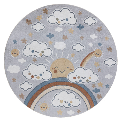 Tapete BONO 8437 círculo Nuvens, céu, cinza claro / creme círculo 200 cm 2