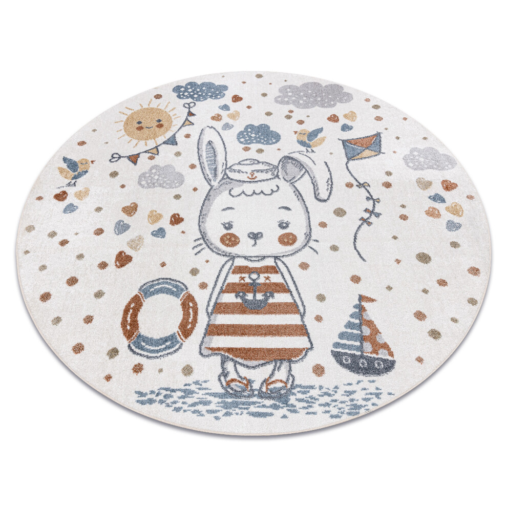 Carpet Bono 8441 Circle Bunny Sailor / Blue Circle 100 Cm Cream Rugsx