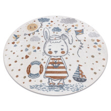 Tapete BONO 8441 círculo Coelhinho marinheiro creme / azul círculo 140 cm