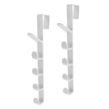 2Pcs ABS White Over Door Hanger Multi-Function Nail-Free Coat Hook
