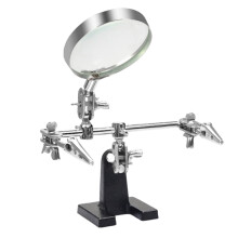 Adjustable Helping Hand With Magnifying Glass Third Hand Soldering Stand Dual Adjustable Alligator Clips For Welding