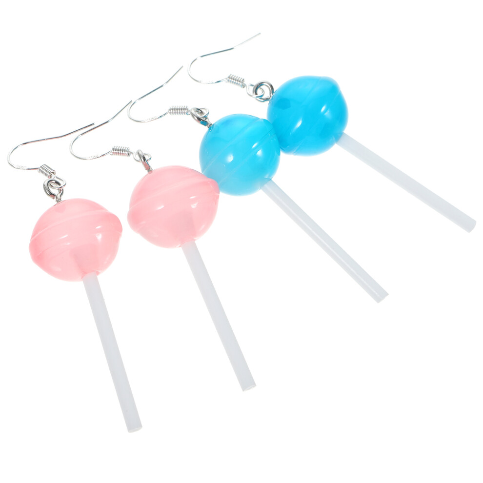 Photos - Earrings 2 pairs round lollipop drop for women