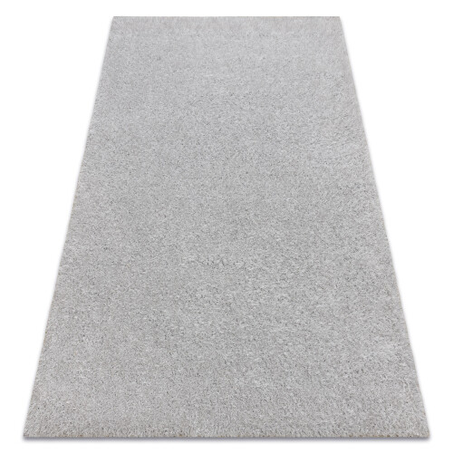 Carpet BUENOS 7005 shaggy plain, single color silver 60x100 cm
