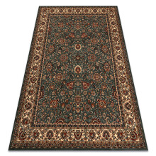 Wool carpet KASHQAI 4362 410 ornament green / beige 67x130 cm