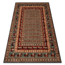 Wool carpet KASHQAI 4301 401 oriental, frame green / terracotta 135x200 cm