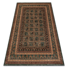 Wool carpet KASHQAI 4349 400 oriental, frame green 67x275 cm