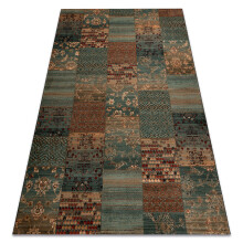 Wool carpet KASHQAI 4327 400 Patchwork green 135x200 cm