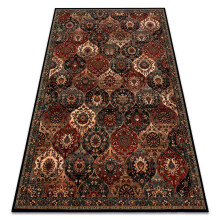 Wool carpet KASHQAI 4373 500 oriental, trellis green / claret 135x200 cm