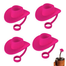 Western Straw Cover - Silicone Flexible Straw Covers, Food Grade Straw Hat, Hot Pink Water Bottle Straw Lid