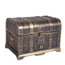 Pirate Treasure Chest Plastic Keepsake Jewelry Box Large Size Bronze Pirate Toy Chest Party Decor