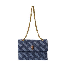 (Blue Large) Woven Denim Eagle Head Bag for Women, Versatile Chain Bag, High-End Feel, Large Capacity Shoulder and Crossbody Bag