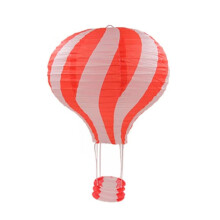 Rainbow Hot Air Balloon Ceiling Light With Paper Lantern Shade For School And Mall Decoration Red And White Lampshade