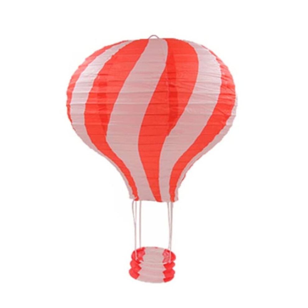 Rainbow Hot Air Balloon Ceiling Light With Paper Lantern Shade For School And Mall Decoration Red And White Lampshade