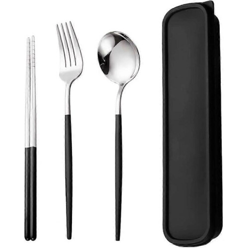 Stainless Steel Cutlery Set Portable Reusable Flatware Silverware, Include Fork Spoon Chopsticks Case