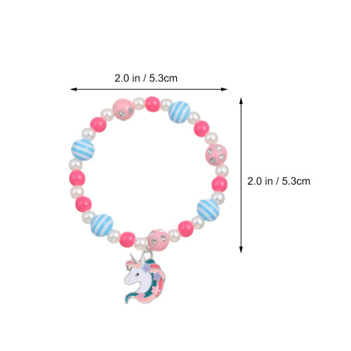 conjunto de colar, pulseira e com corrente de unicórnio para crianças 1