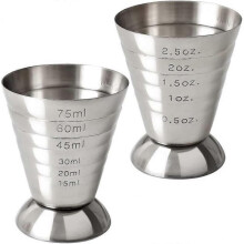 Stainless Steel Measuring Cup, 2.5 oz, 75 ml, 5 Tbsp, Cocktail Jiggers, Pack of 2