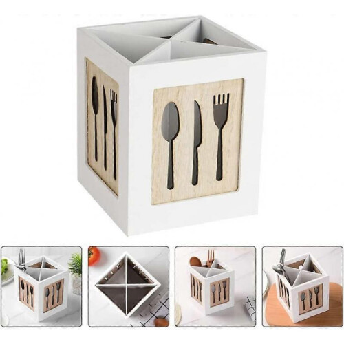 Flatware Caddy Wooden Kitchen Utensil Organizer Divided Cutlery Holder Tray Flatware Silverware Storage Box 2