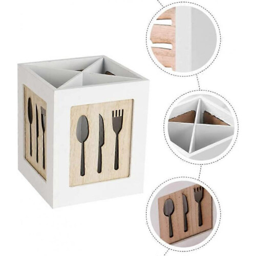 Flatware Caddy Wooden Kitchen Utensil Organizer Divided Cutlery Holder Tray Flatware Silverware Storage Box 1