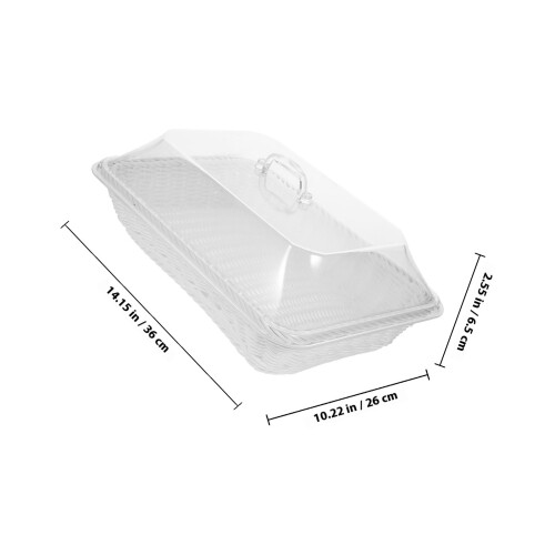 Rectangular Transparent Food Tray Plastic Bread Basket with Lid 1