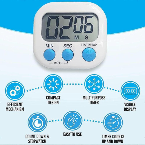 Magnetic Kitchen Timer Clock  Digital Visual Timer  Count-Down & Stopwatch -  Multipurpose Timer 2