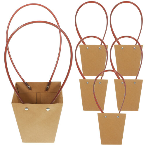 6Stk Braune Kraftpapier Blumenbeutel Mit , Und Robust 2