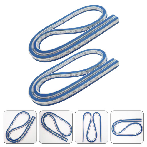 2 unidades régua flexível curva para desenho e 2