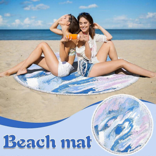 Round Printed Beach Towel Microfiber Shawl Beach Towel Beach Mat 1