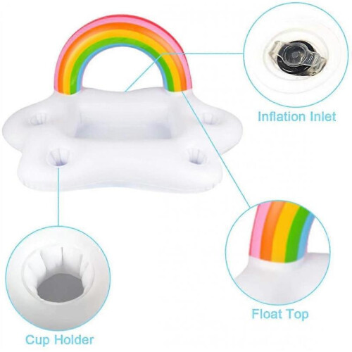 Inflatable Drink Holder Floating Rainbow Cloud Pool Drink Holder Floating Drink Salad Fruit Serving 1