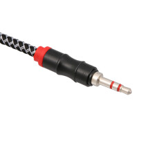2 Meter Audiokabel Verlängerung 3,5 mm Male zu Male Geflochten Schwarz und Weiß