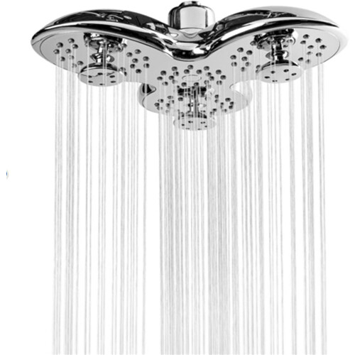9.5 Inch ABS Bathroom Shower Head Petal Shape, 3-Function Adjustable Top Shower Head, Rainfall Style, Silver 1