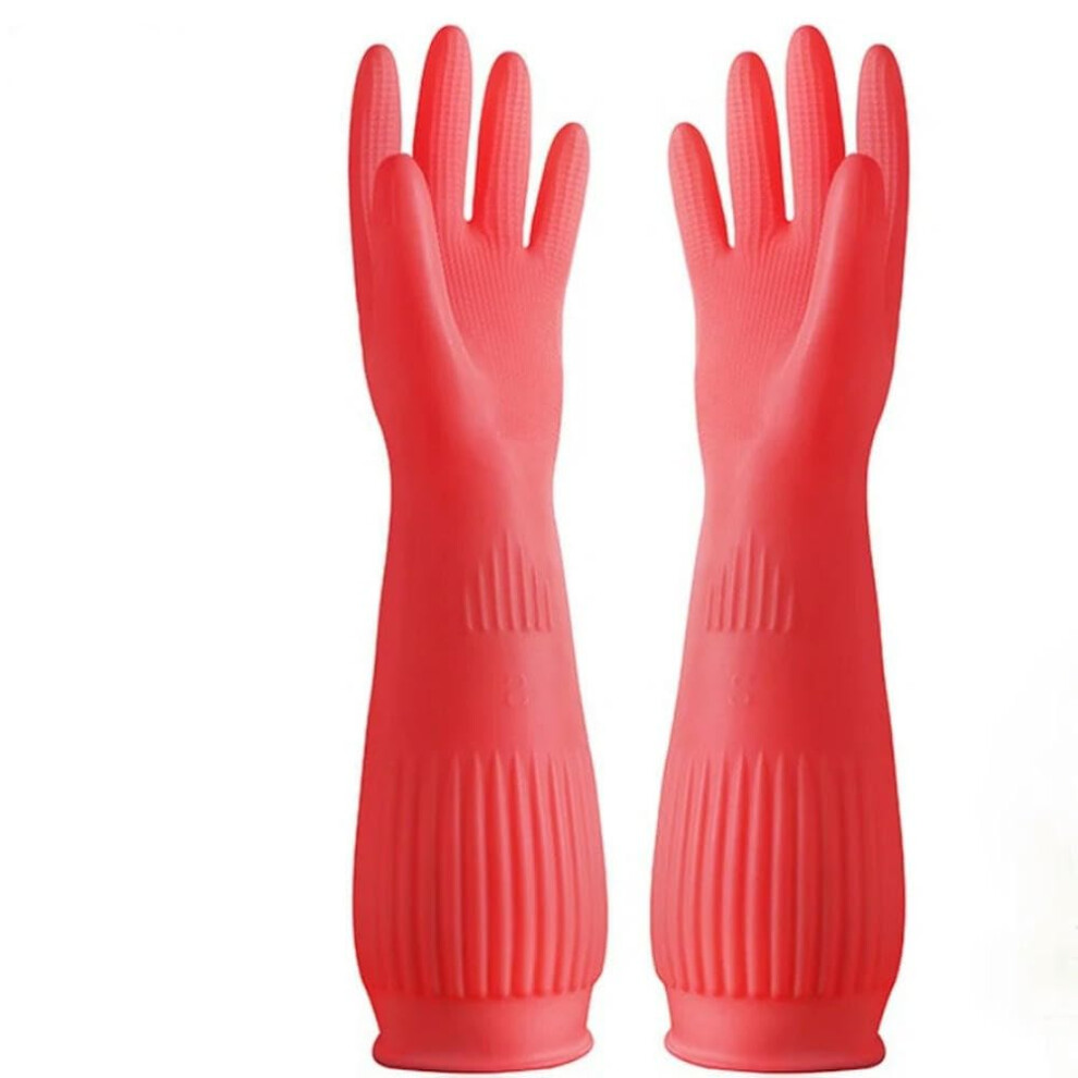 Dishwashing Cleaning Gloves Silicone Rubber 38cm Red Size L 1 Pair Household Kitchen Scrubbing Tool-image-OPC-PKQWFC5-NEW