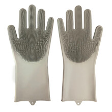 Rubber Gloves Silicone Cleaning Gloves 2 Pairs Dish Washing Gloves Gray