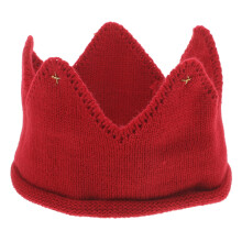 gebreide wintermuts baby en met kroon rood