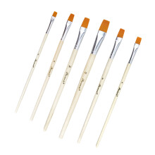 6-tlg. Nylon- mit Holzgriff, Künstlerpinsel-Set, Alu-Wasserfarben