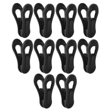 10Pcs Plastic Clothes Pegs Black Non-Slip Clips for Towels