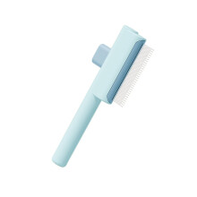 Cats Brush Massaging Deshedding Tool With Release Button For Detangling Fur Removal For Short And Long Hair Blue