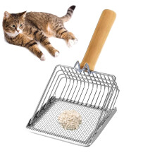 Cat Scooper for Litter Box Stainless Steel Non-Stick Shovel Ergonomic Handle Litter Scoop Kitten and Cats