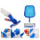 1Set Blue Pool Cleaning Accessory Set with Spoon Net and Aluminum Rod 3