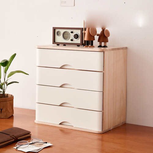 Wooden Desktop Storage Box With Lockable Drawers Flat File Cabinet For ...