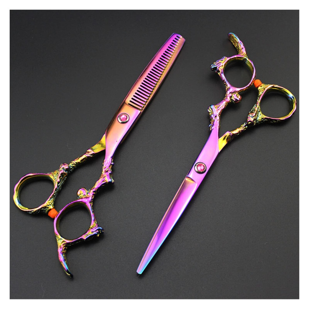 Purple Hair Cutting Shears 6 Inch Thinning Hairdressing Barber Shears For Haircutting Flat Cut