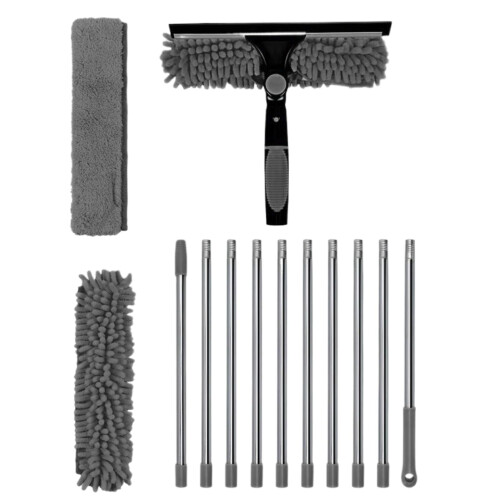 High Duster Long Handle Duster Brush Microfiber Window Cleaning Kit Ceiling Fan Dust Remover Cobweb Duster Grey