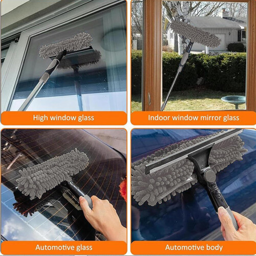 High Duster Long Handle Duster Brush Microfiber Window Cleaning Kit Ceiling Fan Dust Remover Cobweb Duster Grey 2